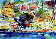 Amalfi Coast Positano Summer Vibrations Painting by Ginette Callaway