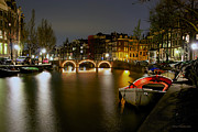 Amsterdam at Night Photograph by Peter Kennett
