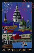 Annapolis Holiday with title Digital Art by Joe Barsin