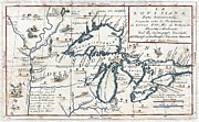Antique Maps - Old Cartographic maps - Antique Map of the Great Lakes, 1696 Drawing by Studio Grafiikka