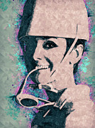 Audrey Hepburn Portrait Mixed Media by Studio Grafiikka