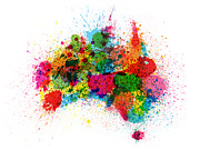 Australia Paint Splashes Map Digital Art by Michael Tompsett