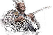 B B King Digital Art by Charlie Roman