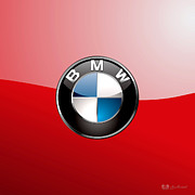 B M W Badge On Red  Photograph by Serge Averbukh