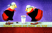Basque chicks and cheap red wine... Painting by Will Bullas