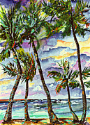 Beach and Palms Tropical Watercolor Painting Painting by Ginette Callaway
