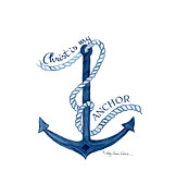 Beach House Nautical Ship Christ is my Anchor Painting by Audrey Jeanne Roberts