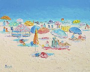 Beach Painting - Crowded Beach Painting by Jan Matson