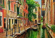 Beautiful Side Canal In Venice Painting by Charlotte Blanchard