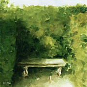 Bench Parc de Bagatelle Paris Painting by Beverly Brown