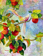 Birds on Apple Tree Painting by Hailey E Herrera
