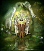 Birth Of A Swan Mixed Media by Carol Cavalaris