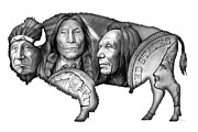 Bison Indian Montage 2 Digital Art by Greg Joens