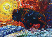 Wild the Storm A Palette Knife Painting of a Bison in Nature Painting by Lena Owens Wild the Storm A Palette Knife Painting of a Bison in Nature Painting by Lena Owens