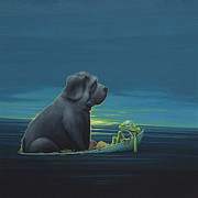 Black dog Painting by Jasper Oostland