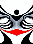 Black White and Red Geometric Abstract Digital Art by Rafael Salazar