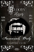 Bloody Kisses Vampire Sign Painting by Mindy Sommers