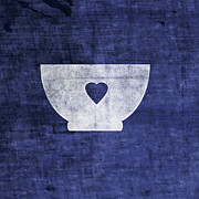 Blue and White Bowl- Art by Linda Woods Mixed Media by Linda Woods