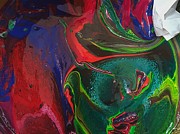 Blue elephant exclamation point twist Painting by Gyula Julian Lovas