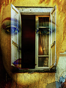 Blue eyes behind the old window Digital Art by Gabi Hampe