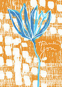 Blue Flower Thank You- Art by Linda Woods Photograph by Linda Woods