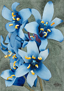 Blue Flowers Painting by Ken Powers