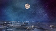 Blue Moon Seascape Painting by Mark Taylor