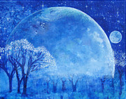 Blue Night Moon Painting by Ashleigh Dyan Bayer Blue Night Moon Painting by Ashleigh Dyan Bayer