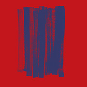 Blue on Red Painting by Julie Niemela