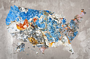 Blue street art US map Photograph by Delphimages Map Creations