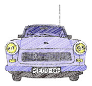 Blue Trabant Digital Art by Piotr Dulski