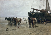 Boat on the Beach at Scheveningen by Anton Mauve Painting by Anton Mauve