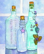Bottles with Barnacles Painting by Midge Pippel