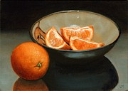 Bowl of Oranges Painting by Linda Pearce