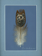 Brown Bear Painted Feather Painting by Brandy Woods