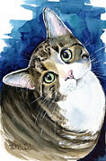 Bubbles - Tabby Cat Painting Painting by Dora Hathazi Mendes