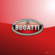 Bugatti - 3 D Badge on Red Photograph by Serge Averbukh