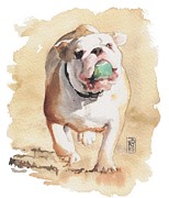 Bull and Ball Painting by Debra Jones