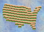 Burger Town USA Map Digital Art by Andee Design