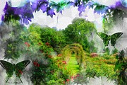 Butterflies and Roses at Elizabeth Park Digital Art by Linda Ouellette