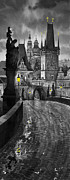 BW Prague Charles Bridge 03 Painting by Yuriy Shevchuk