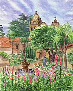 Carmel By The Sea Mission Painting by Irina Sztukowski