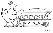 Carton of Chicks Drawing by Robert Leighton