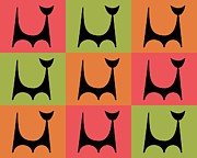 Cat 2 Orange Green Pink Digital Art by Donna Mibus Cat 2 Orange Green Pink Digital Art by Donna Mibus
