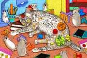 Cat 468 Painting by Lucie Dumas