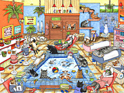 Cat 635 Cat Spa Painting by Lucie Dumas