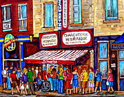 Charcuterie Hebraique Schwartz Line Up Waiting For Smoked Meat Montreal Paintings Carole Spandau     Painting by Carole Spandau