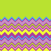 Chevron Bright Green Yellow Blue Purple Zigzag Pattern Digital Art by Beverly Claire Kaiya