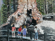Children at Sequoia National Park Painting by Quwatha Valentine