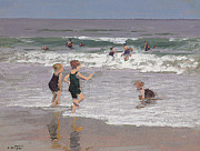 Children Playing in Surf  Painting by Edward Henry Potthast